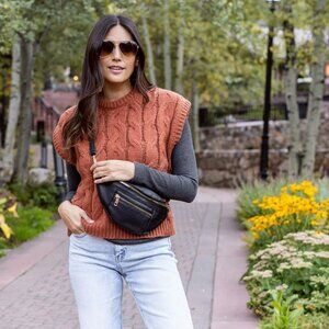 Burnt orange Cable Knit Sweater Vest - Size M